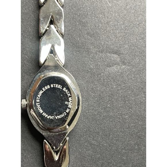 Cote d' Azur Watch Women Rhinestones White Dial Oval Silver Band Career Office - Picture 9 of 9